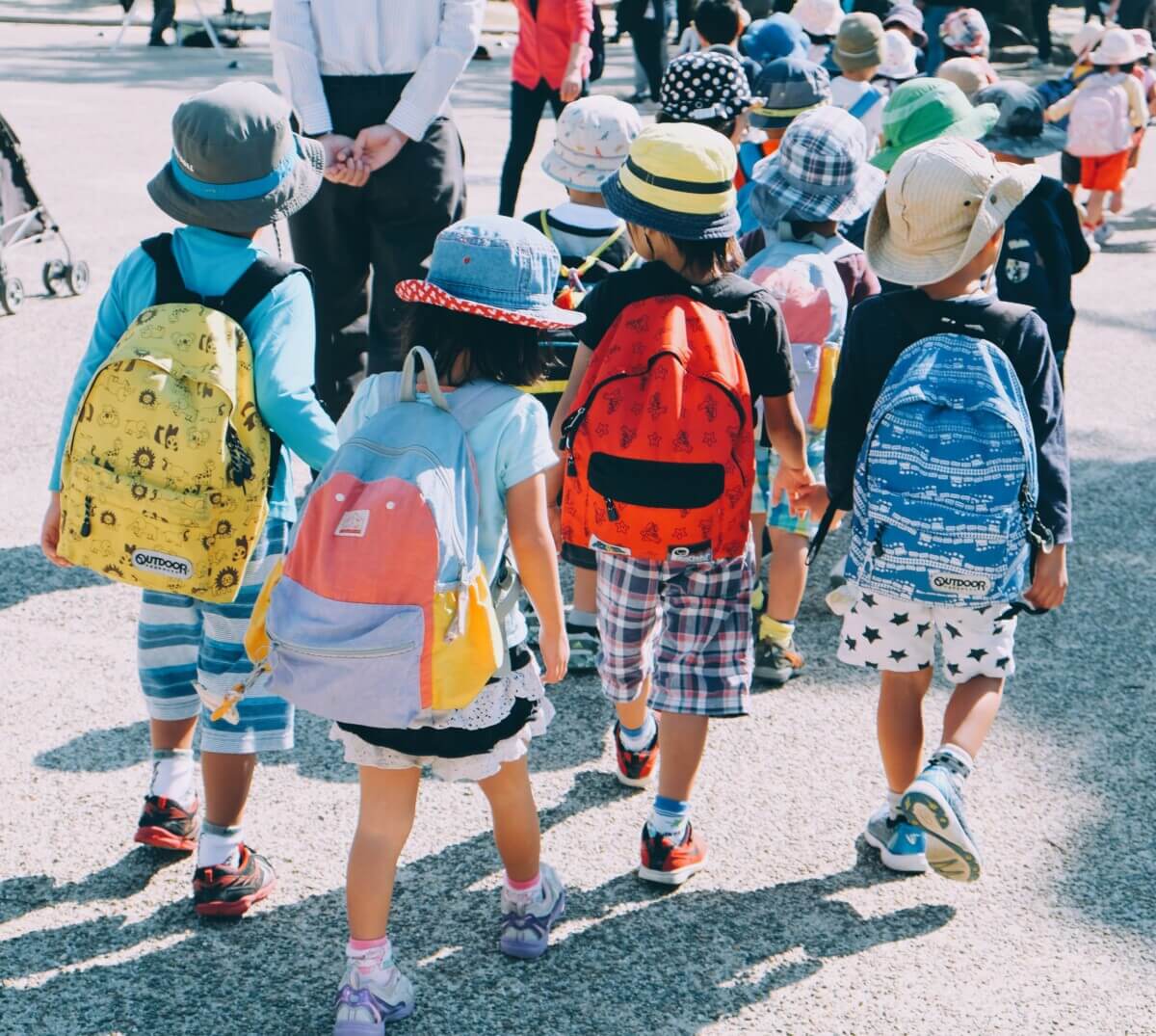 Children walking in Osaka, Japan