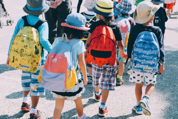 Children walking in Osaka, Japan