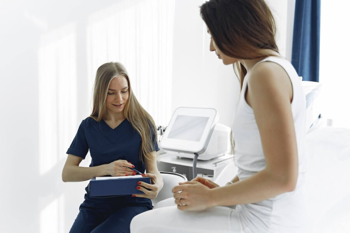woman with doctor