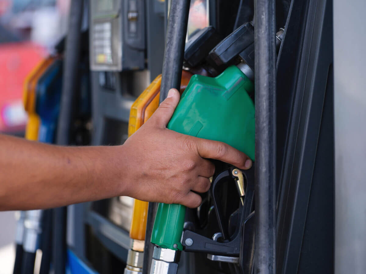 Diesel fuel pump at gas station