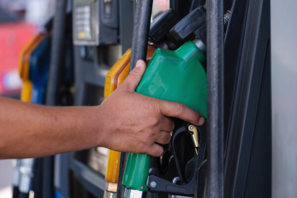 Diesel fuel pump at gas station