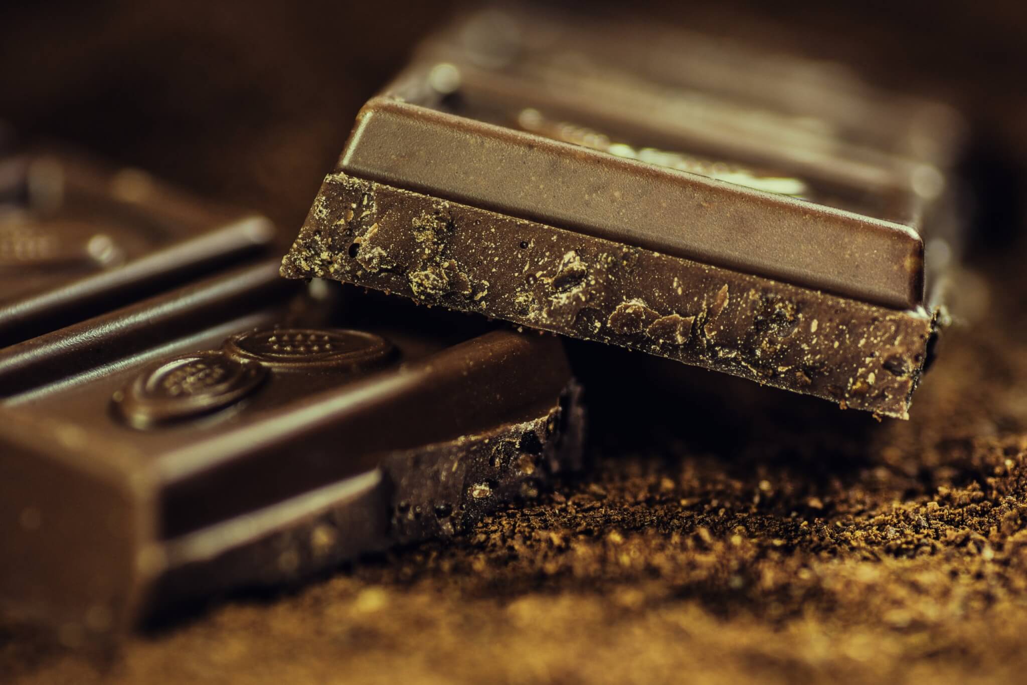 Chocolate bars close up