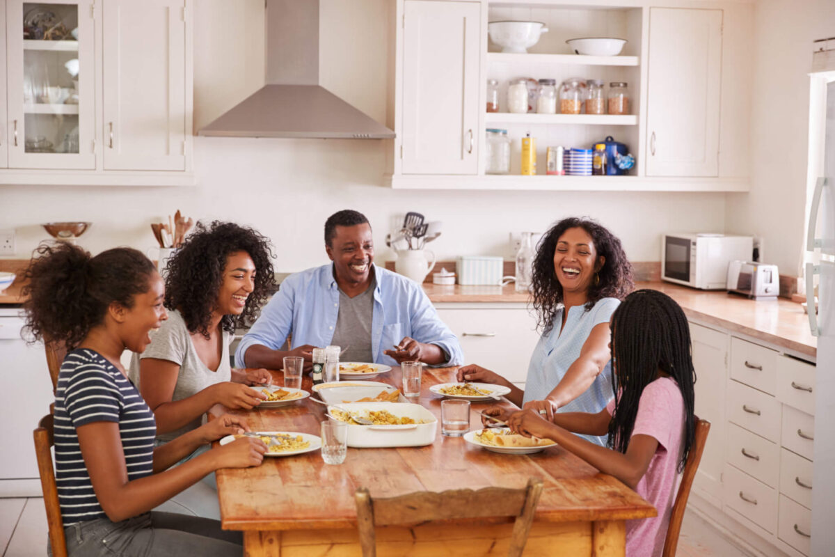 Family eating dinner