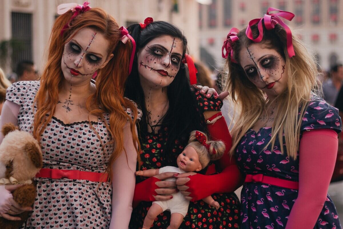 Women in Halloween costumes