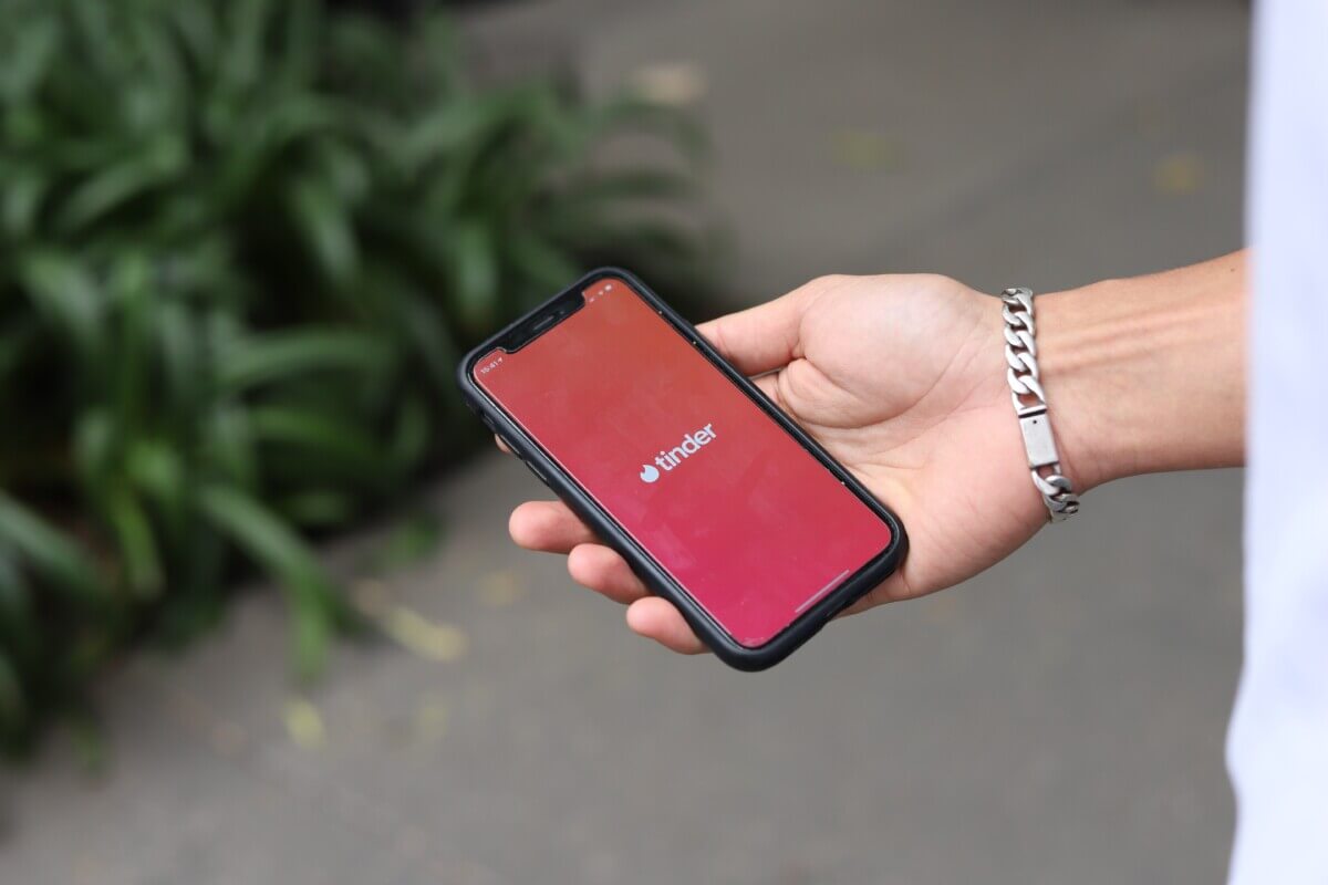 Tinder dating app on smartphone