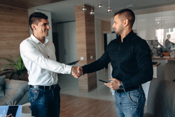 Men shaking hands after meeting