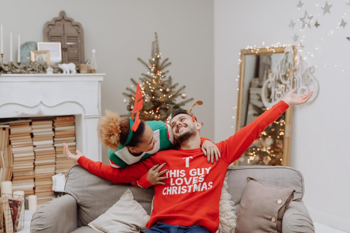 Couple celebrating Christmas.