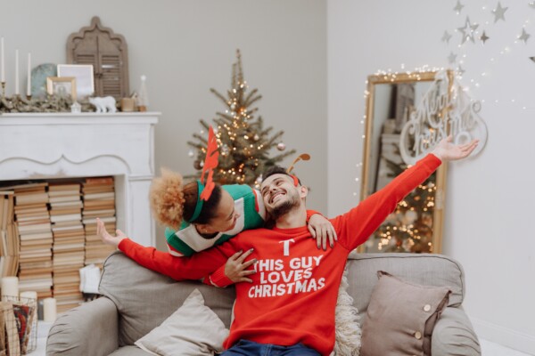 Couple celebrating Christmas.