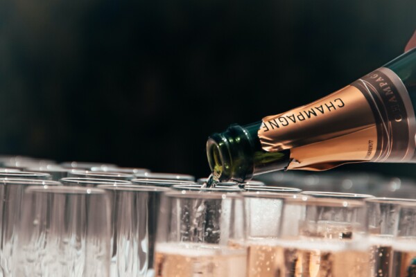 Champagne being poured into glasses