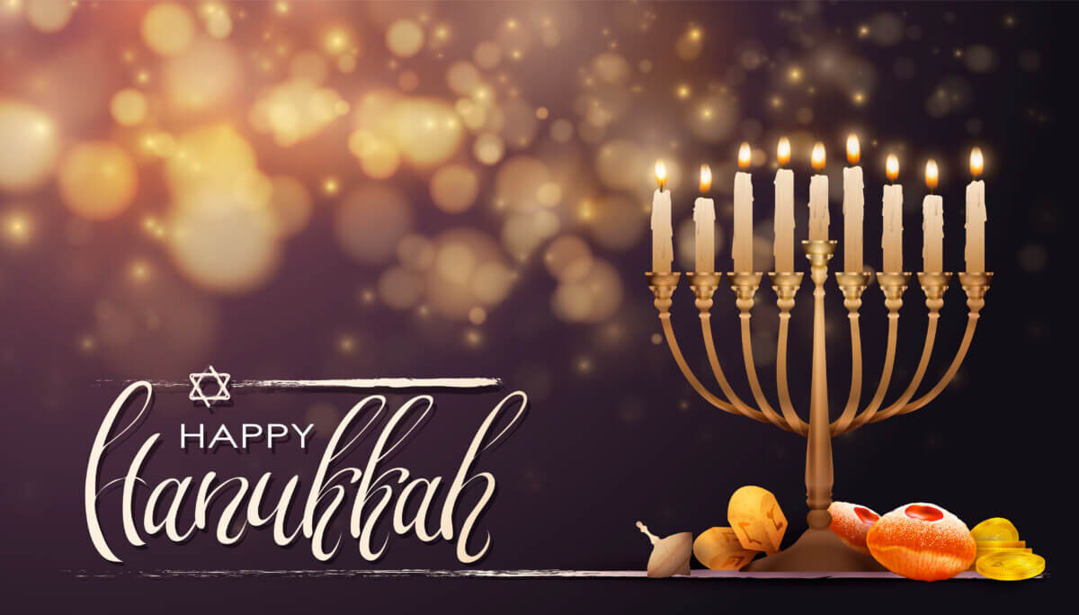Happy Hanukkah image with Menorah