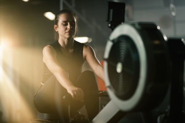 Woman using a rowing machine