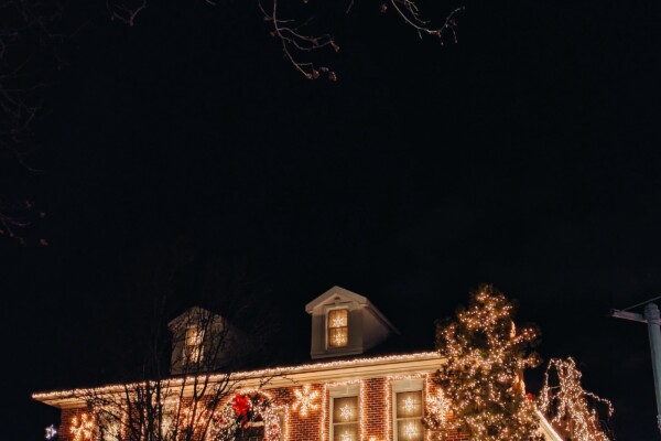 Christmas lights on house
