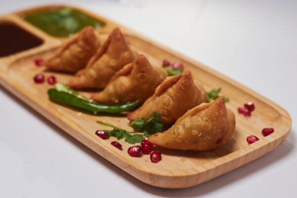 Samosa, one of the best Indian foods, on a plate