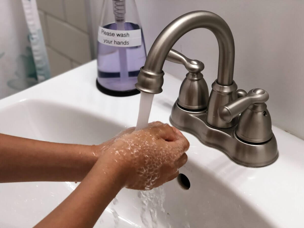 washing hands sink