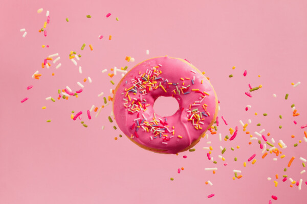 Strawberry donut with sprinkles