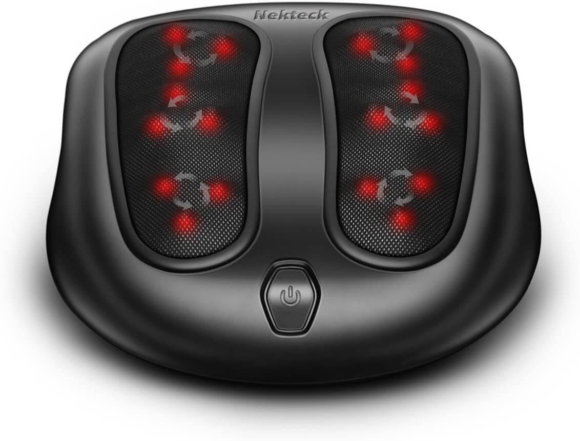 black foot massager with red lights