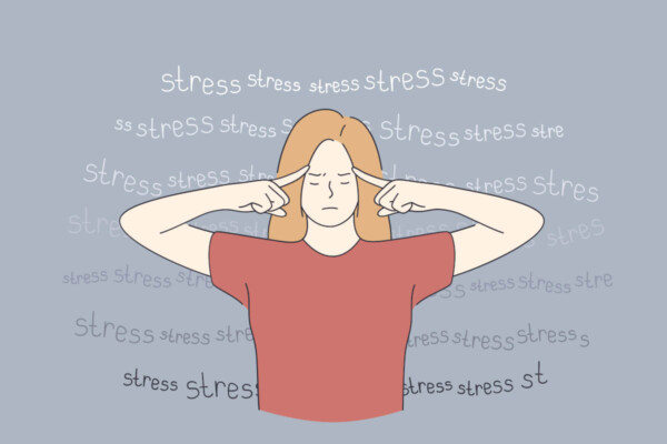 Illustration of woman battling stress