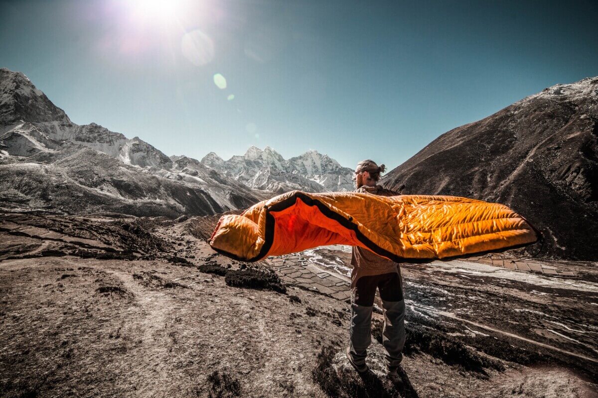 Sleeping bag while camping