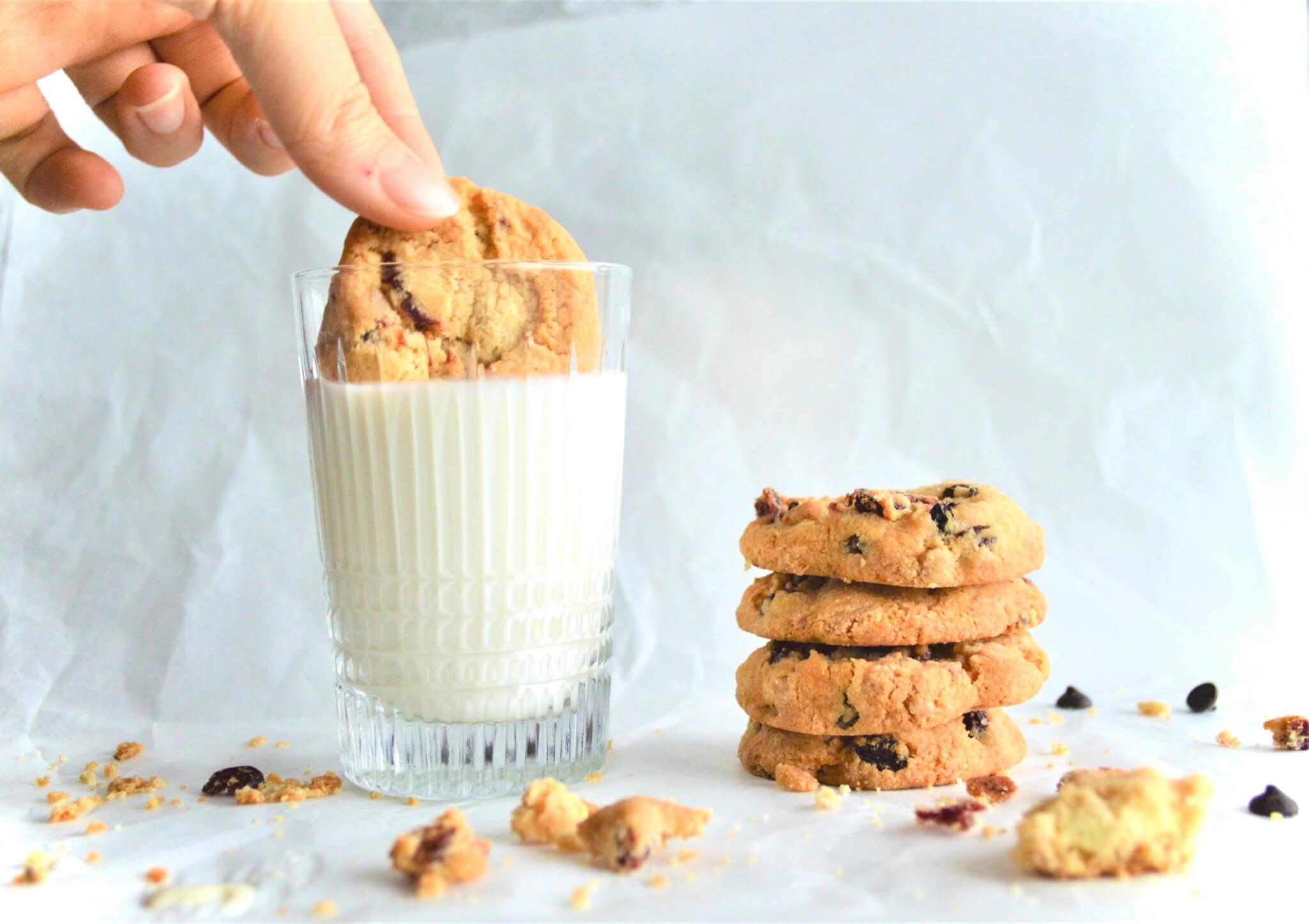 Dipping cookies in milk