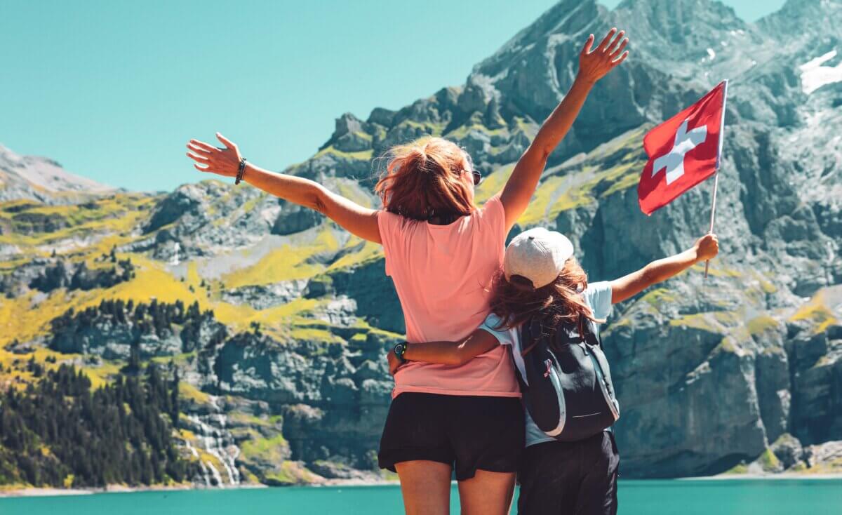 A mother and daughter in Switzerland