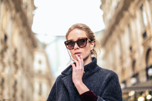 Woman Wearing Brown Framed Sunglasses