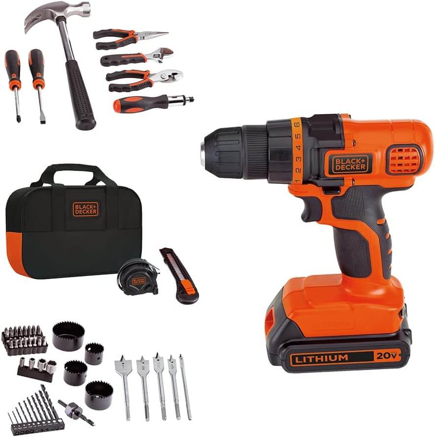 Black+Decker 68-Piece 20V Max Drill & Home Tool Kit