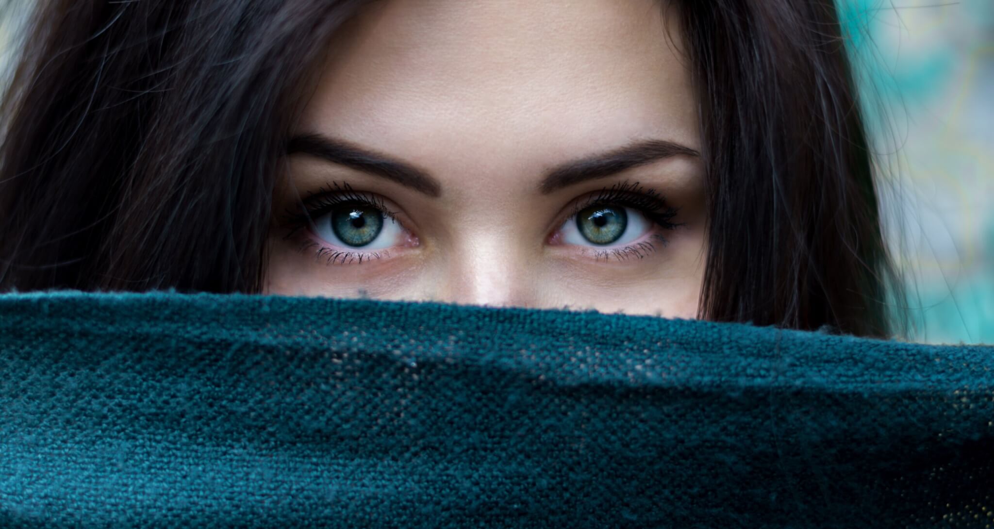 Closeup of woman's face and eyes