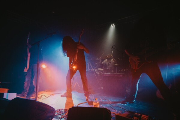 Heavy metal band having a concert