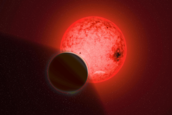 Gas giant planet orbiting a small red dwarf star