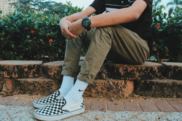 A man wearing Nike socks