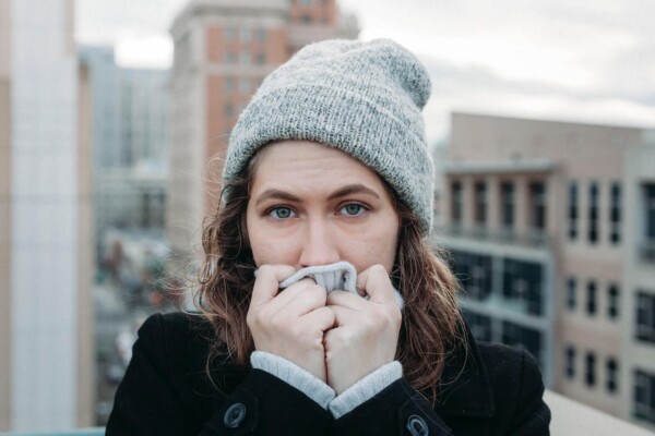 A cold woman in the winter