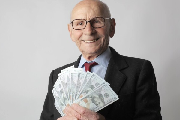 rich man holding money