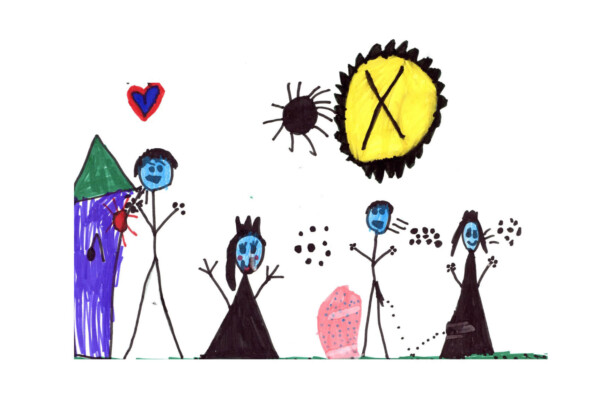 "Blue faces mean you feel sick.”: A 5-year-old's drawing of COVID
