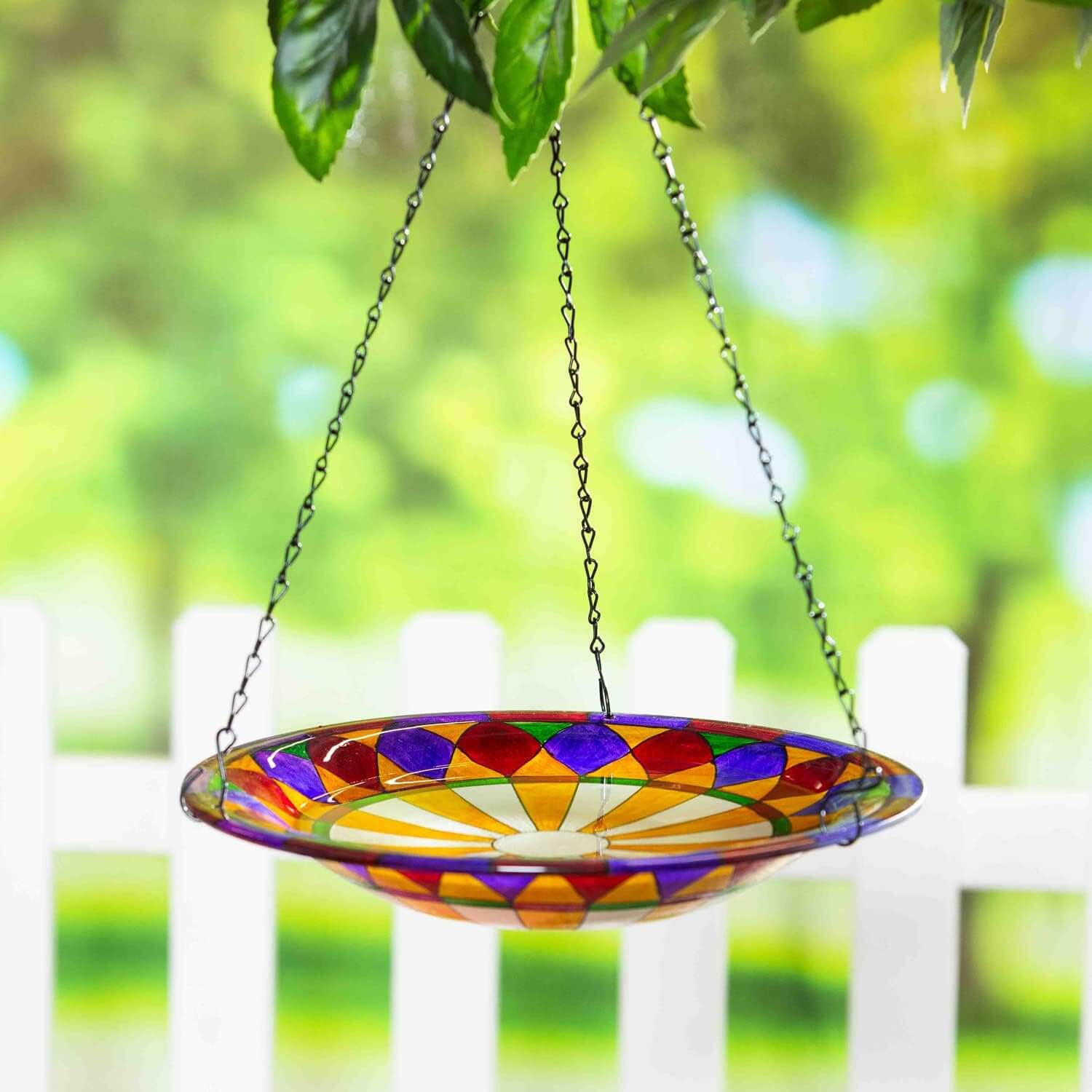 Evergreen Tiffany-Inspired Hanging Bird Bath
