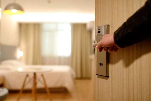 Hotel room door opening
