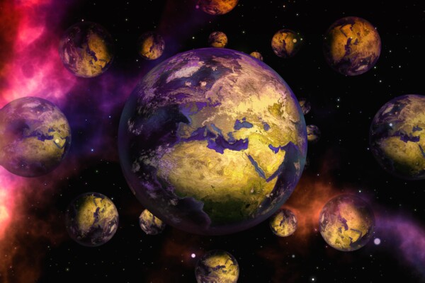 Earth in a multiverse, conceptual image