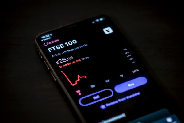 Stock market app on smartphone