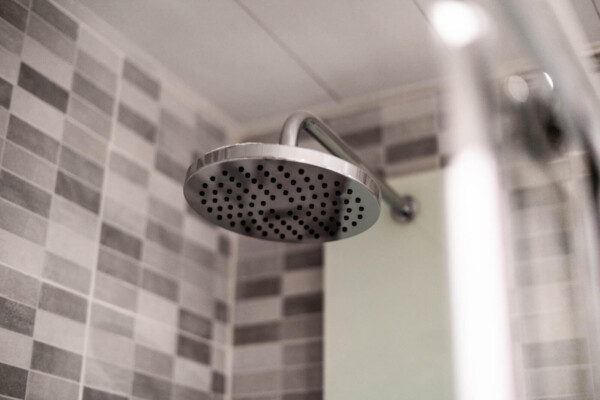 Gray stainless steel shower head
