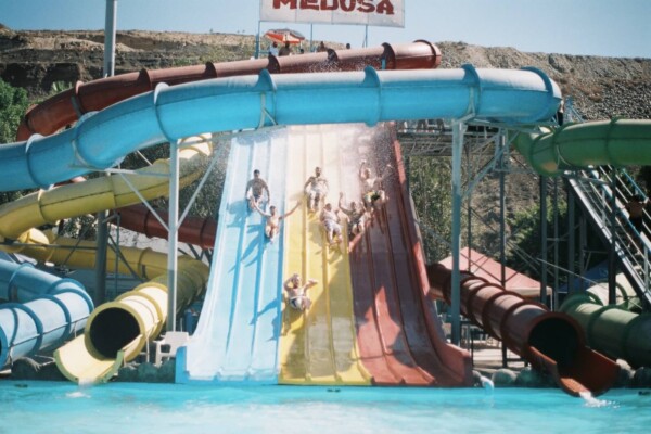 slides at a water park