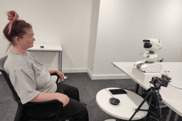 Researchers from the University of Cambridge carried out a study in a tech consultancy firm using two different robot wellbeing coaches, where 26 employees participated in weekly robot-led wellbeing sessions for four weeks. Although the robots had identical voices, facial expressions, and scripts for the sessions, the robots’ physical appearance affected how participants interacted with it. CREDIT: University of Cambridge