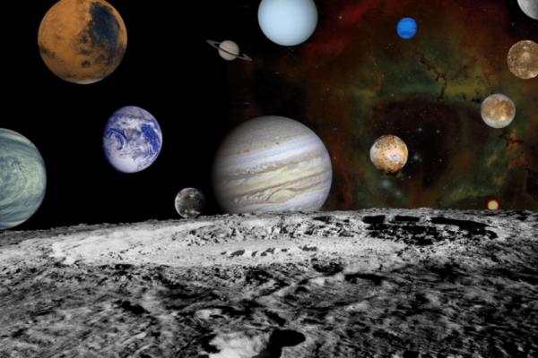 montage of the solar system