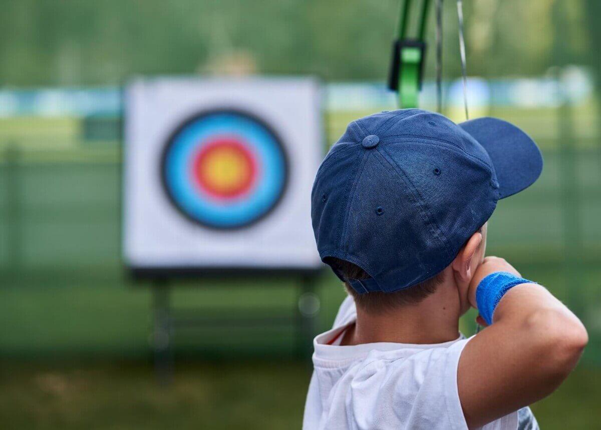 archer takes aim at bullseye