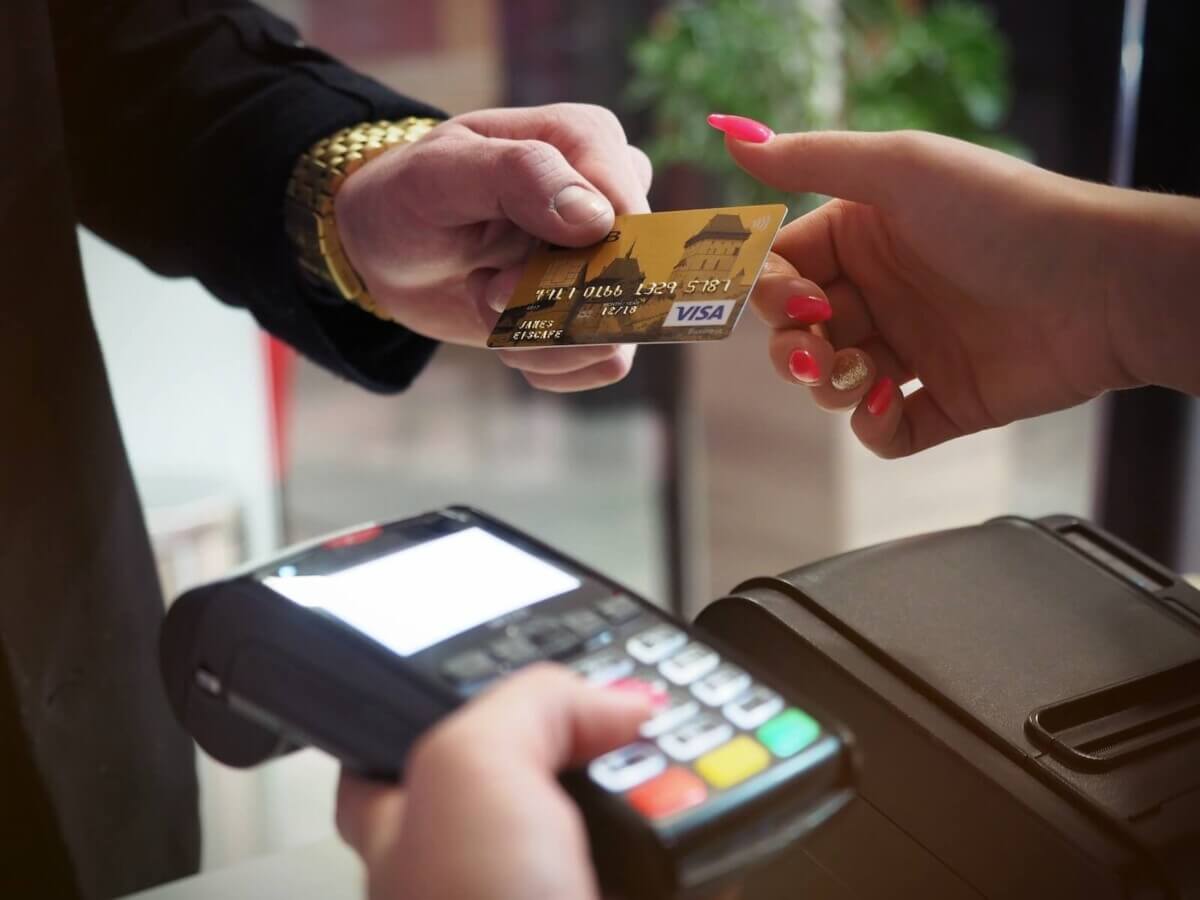 Black Payment Terminal with credit card