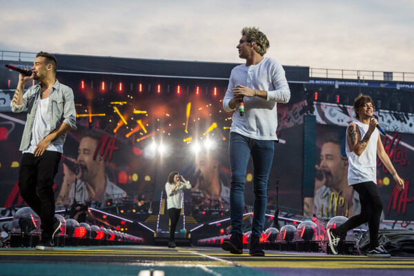 One Direction performing on stage
