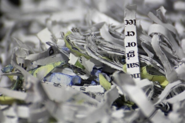 Paper clippings from a shredder