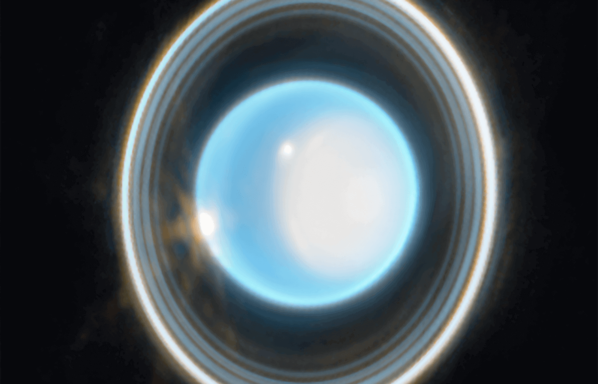 JWST image of rings around Uranus