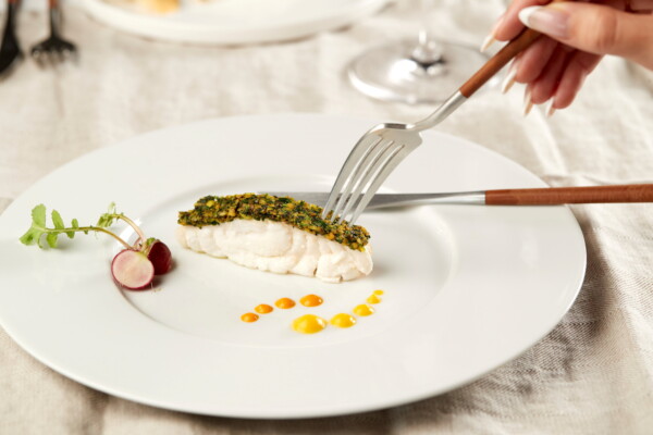 3D bio-printed ready-to-cook cultivated fish fillet.