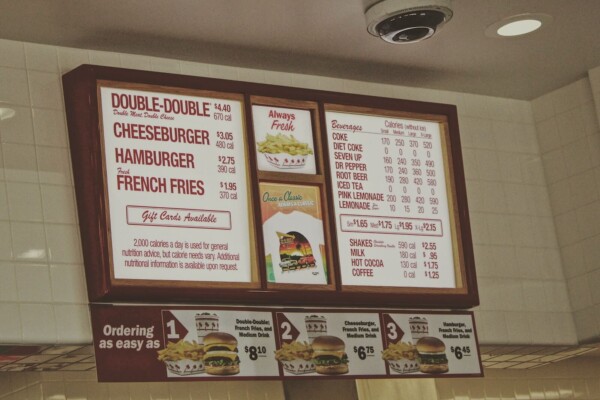 fast food menu board