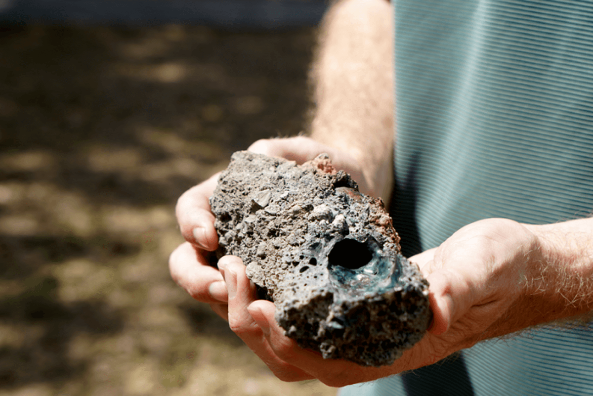 fulgurite rock close-up