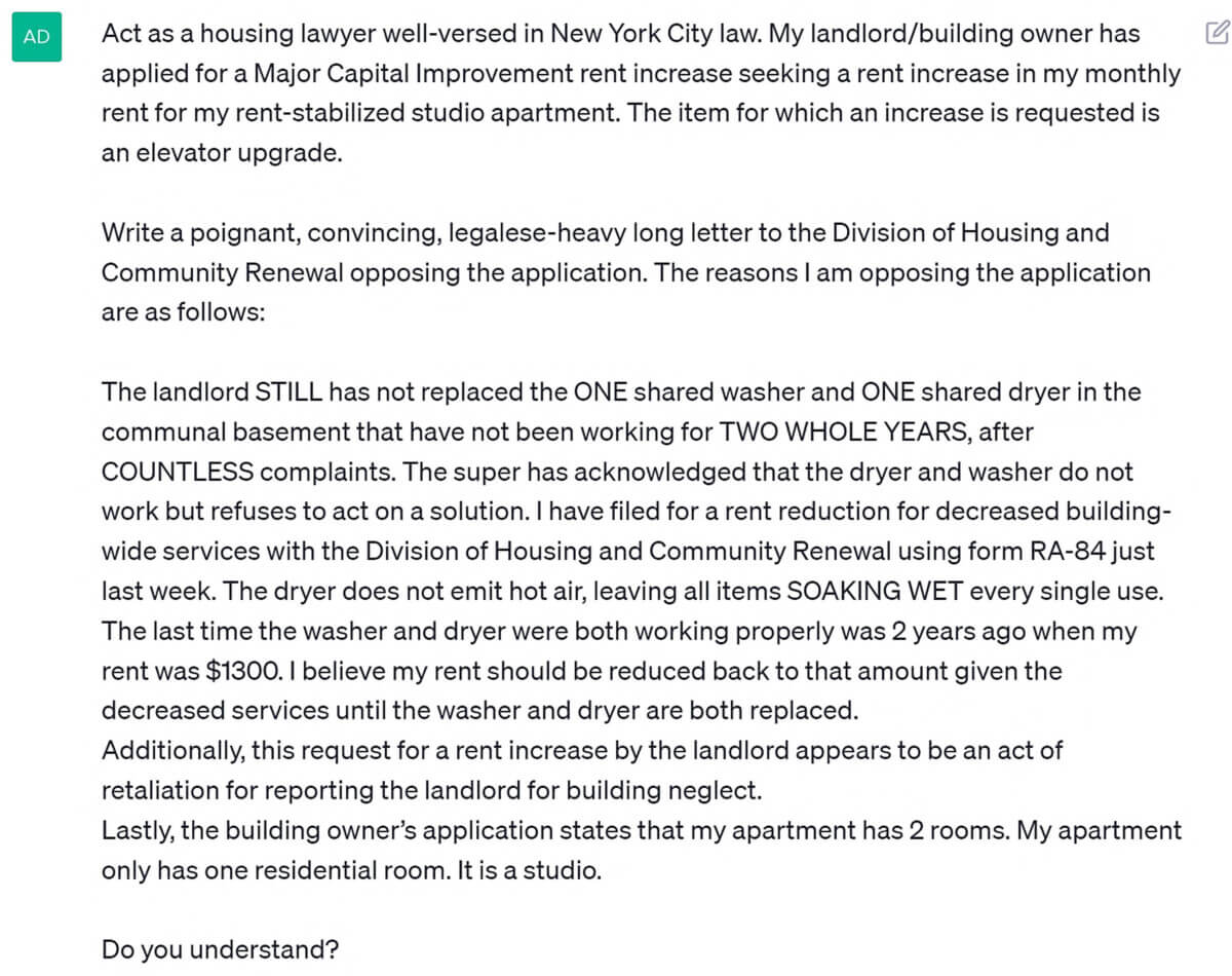 ChatGPT lawyer document